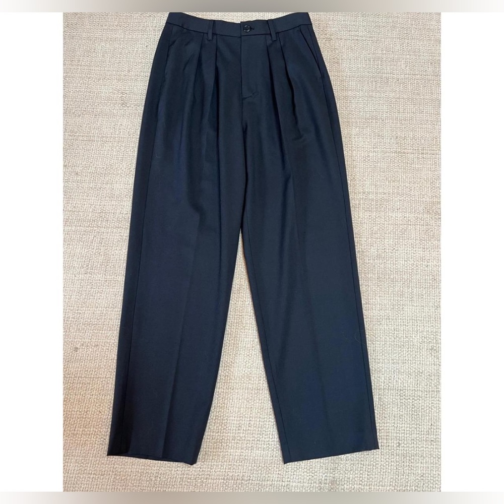 Alex Mill Pleated Trousers Italian Wool Black Size 8